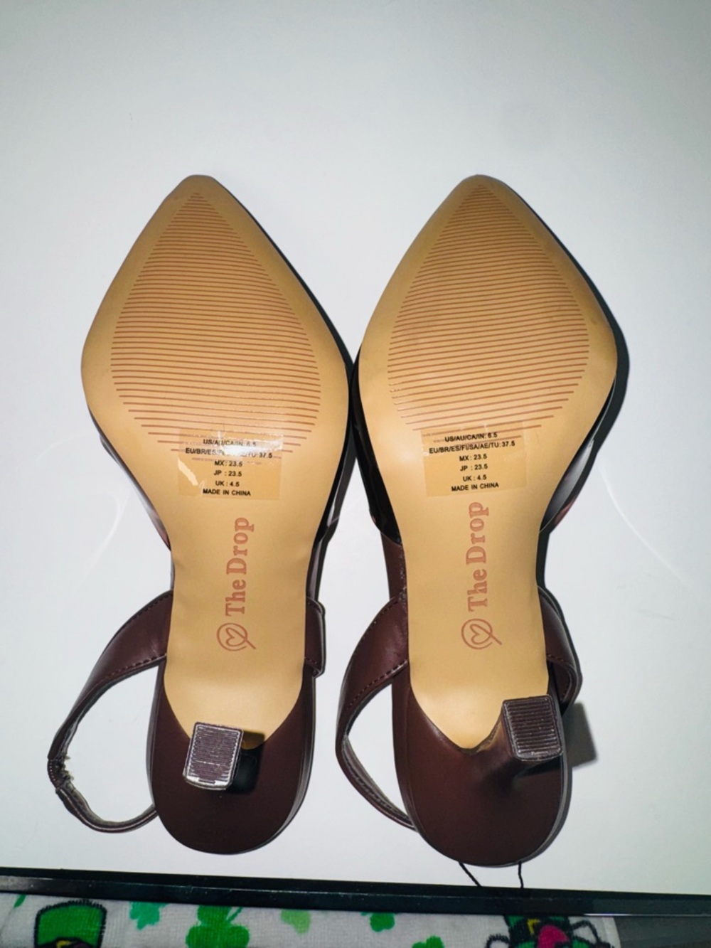 The Drop Women’s Dark Brown Pointed Slingback Heels with Crystal Sunburst - Picture 7 of 7